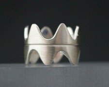 Silver Ring 925 Prong Wave Ring - 2 Interlocking Rings - Band Ring Women Jewellery