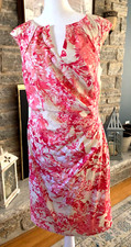 ADRIANNA PAPELL Women's Pleated Side Wrap Dress Pink Floral Sz 10 EUC