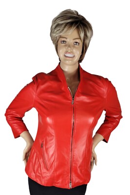 Armani Collezioni Fitted Lambskin Orange Red Leather Double