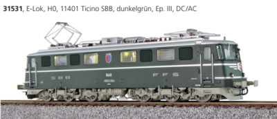 ESU H0 31531 -  AE6/6 11401 Ticino Dunkelgrün Sound Panto (SBB)