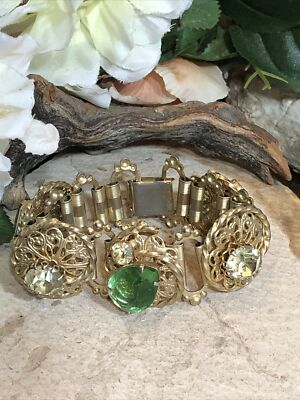 Gold/Green Bling Shades Vintage Pin Brooch Yellow Gold Tone Multi Round Shades  main image 2
