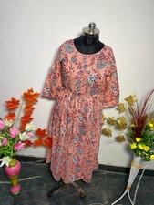 Indian Woman long dress boho AAA Quality Floral Print Binky Cover Up 100% Cotton