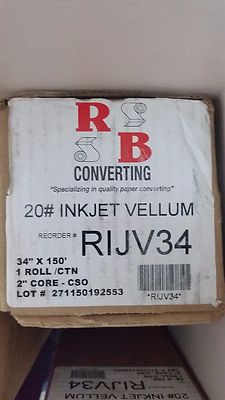 34'' x 150' - 20# Inkjet Vellum Rolls, 1 roll/case - (2'' Cores) 