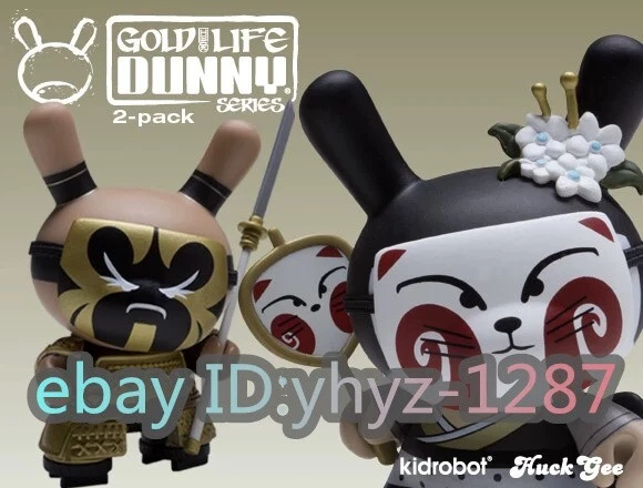 Kidrobot - Gold Life Dunny Huck Gee Samurai & Geisha Figura Vinilo Sofubi H7CM (3 pulgadas) Foto 2 de 4
