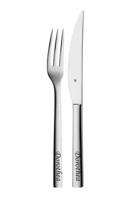 WMF Steakbesteck Nuova 2-teilig mit Gravur nach Wunsch Edelstahl Besteck mit Box - Bild 3 von 4