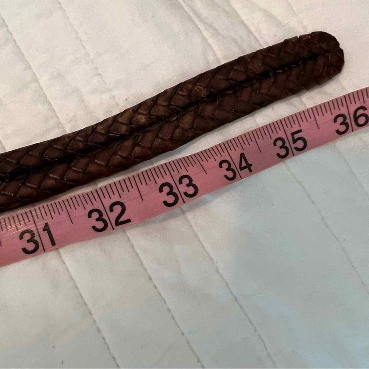 Brighton Brown Braided Woven Genuine Leather Silver Accents Southwestern Belt Brighton Thick Leather Slim Brown Rustic Western  main image 2