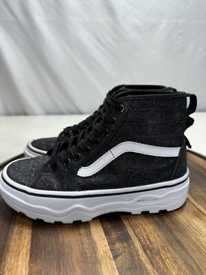 Vans Women s 5.5 Mens 4 Glitter Sentry Sk8-Hi WaffleCup Black/True White 