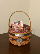 1997 Longaberger Inaugural Basket American Flag Fabric Liner Tie On & Protector