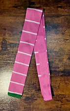 NWT Brooks Brothers Knit Tie Pink White Green Stripes 100 Silk