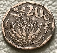 20 Cents 1992 Südafrika 🇿🇦 Protea-Blume in Zweigen KM# 136