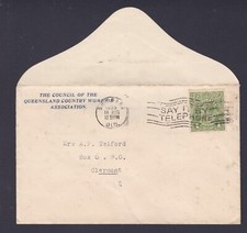 1935 KING GEORGE V 1d PRE-DECIMAL STAMP Q.C.W.A. COMMERCIAL COVER #B175