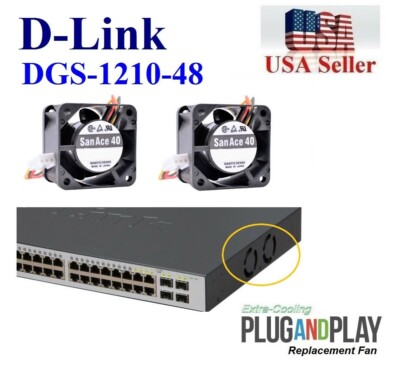 2x New Replacement Fans, compatible for D-Link DGS-1210-48 switch