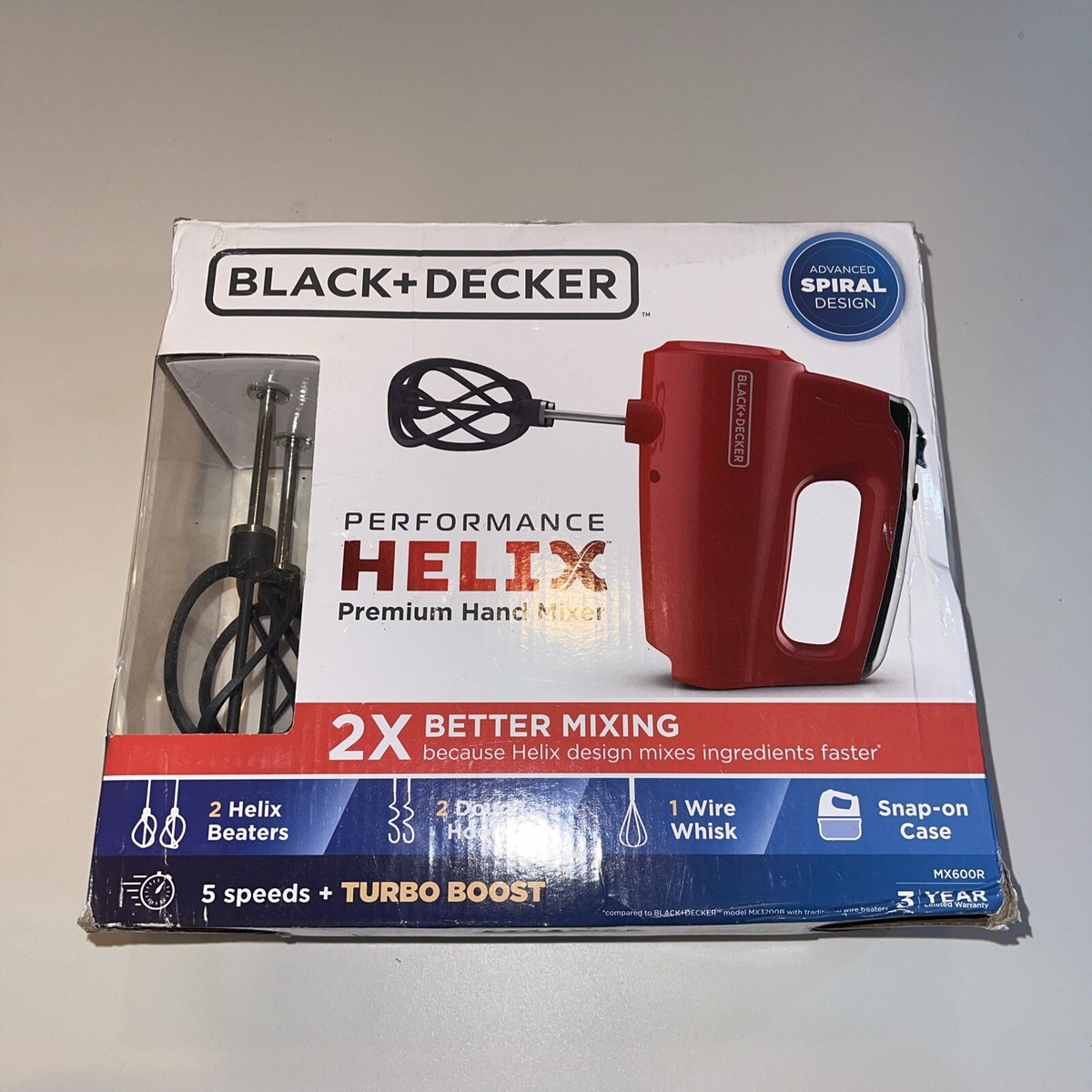Black Decker MX600R Helix Performance Premium Hand 5-Speed Mixer Red