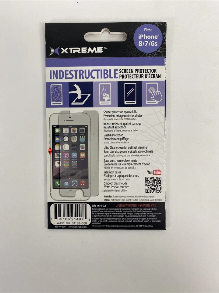 Protetor de Tela para iPhone - Protetor de Tela Indestrutível Xtreme - iPhone 8/7/6s - Imagem 2 de 2