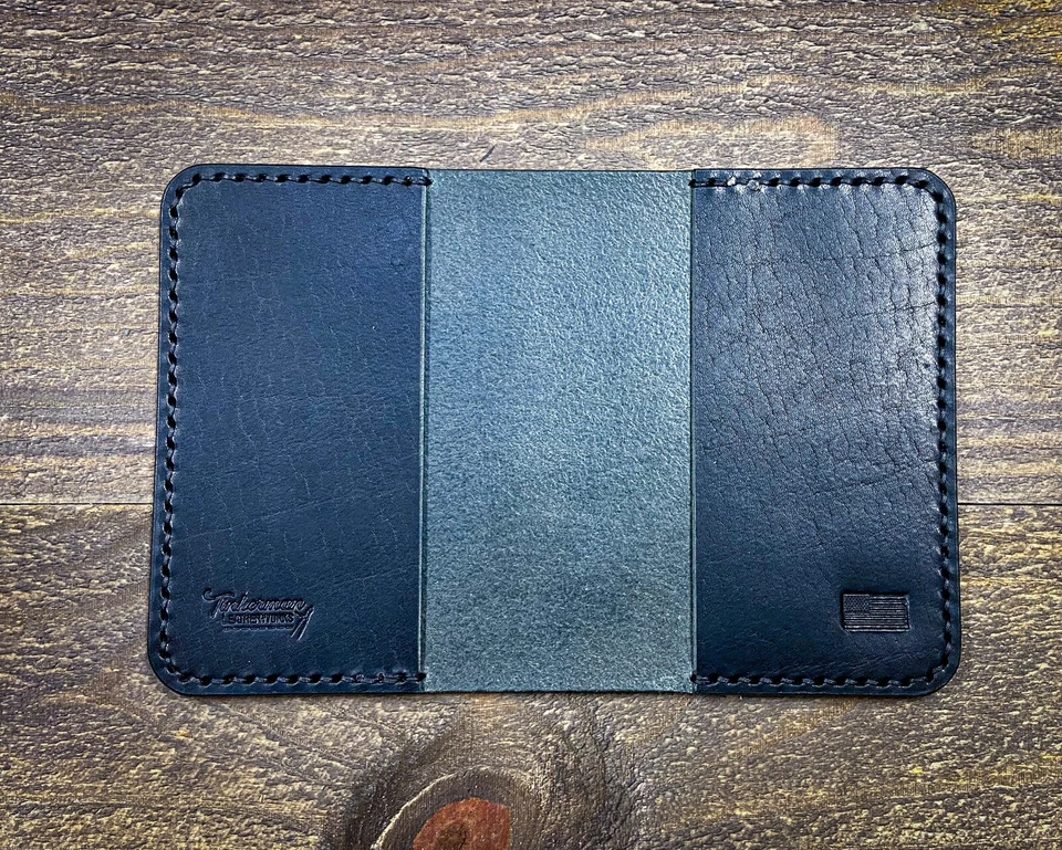 Pocket Notebook Black Leather Refillable cover with Mini Composition Book USA - Image 3 of 4