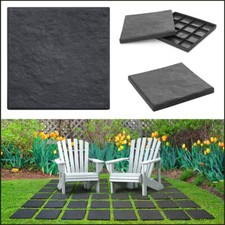 Garden Square Stomp Stone Grey Slate Stepping Stone Recycled Rubber 30cm x 30cm