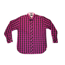 Tommy Hilfiger Men's L Plum Brown Plaid Cotton LS Shirt 80's 2 Ply Fabric Unisex