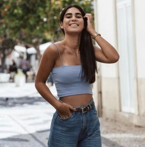 blue spaghetti strap top