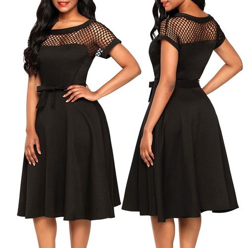 Vestito donna abito mini abito rete skater elegante svasato cerimonia  DL-2268 | eBay