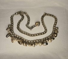 Vintage Puffy Heart Charm Belt Gold-Tone Metal Chain 80s VintageLifeDaydreams