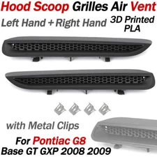 For 2008 2009 Pontiac G8 GT GXP Hood Scoops Grilles Air Vents w/ Clip L & R PAIR