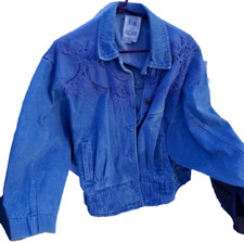Vintage 90's Together! Denim Battenberg Lace Jean Jacket Missy Size Large