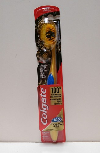 4x Colgate Toothbrush 360° Charcoal Gold Soft Infused Spiral Antigerm Bristles - Picture 7 of 11