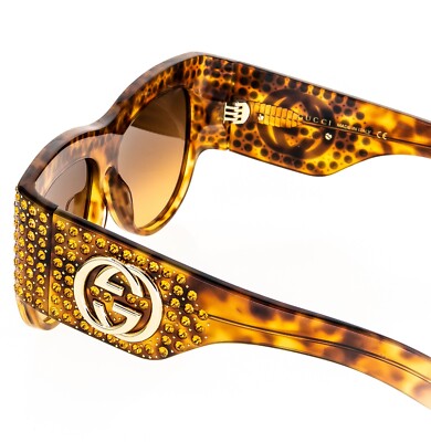 GUCCI AUTHENTIC HOLLYWOOD FOREVER 0144 Brown Gold Crystal