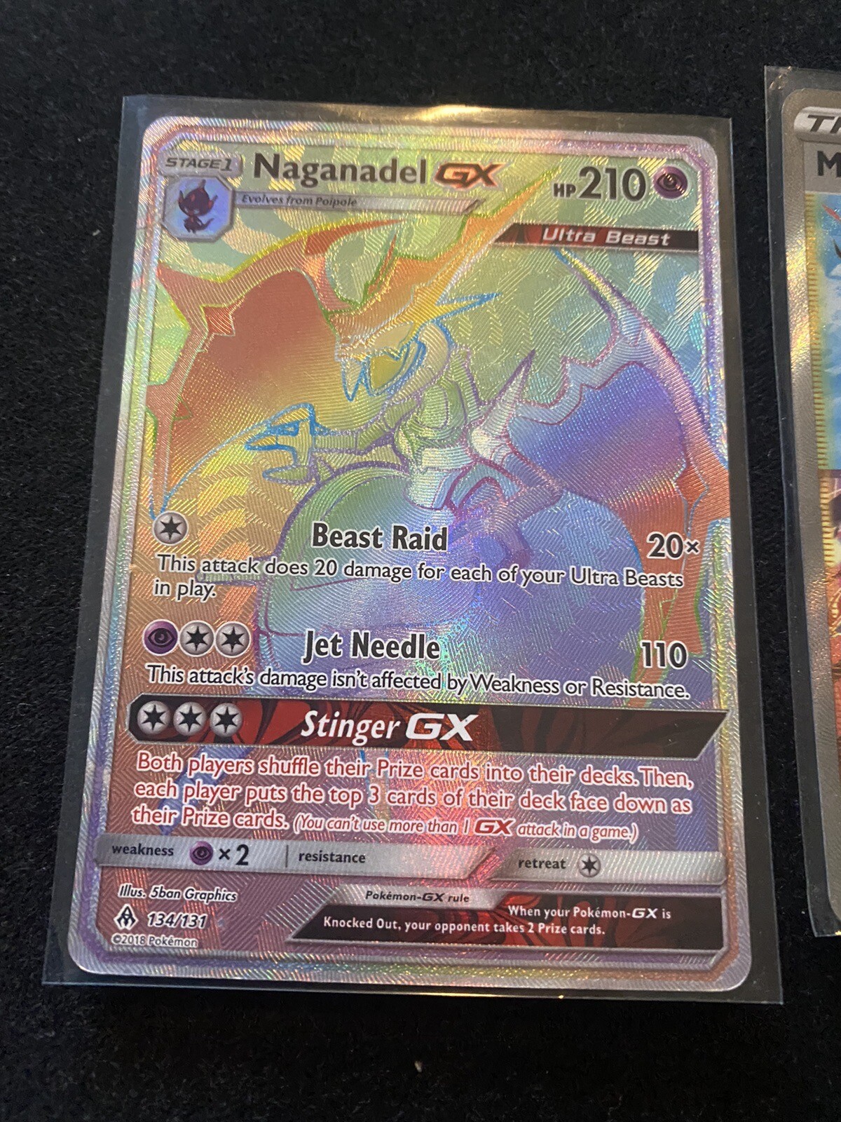 Pokemon Card - Naganadel GX (Rainbow) - SM - Forbidden Light 134/131 Secret Rare