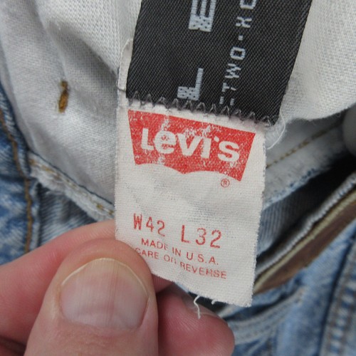 Vintage Levis Jeans Mens 42x32 Blue Two Horse Red Batwing Leather Tab 40x30* - Picture 9 of 16
