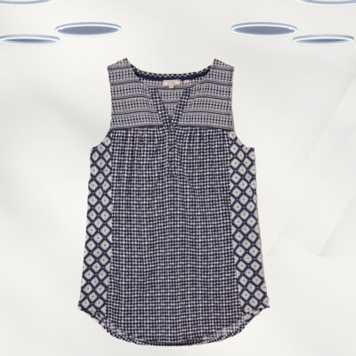 Ex Fat Face Damen ärmelloses Vintage Geo Cami in Navy