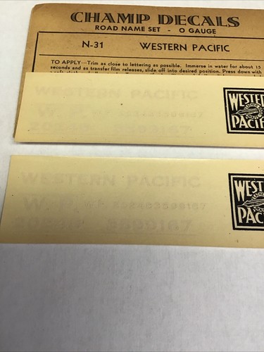 Champ Decals O Gauge N-31: Western Pacific Road Name Set white - Picture 2 of 2