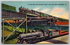 Postcard s Two Over One Railroad Fare? 16th & Dock Richmond Virginia Poste 1950