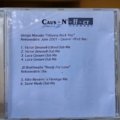 Giorgio Moroder Demo CD Caus - N'- Effect Studio Germany Rare