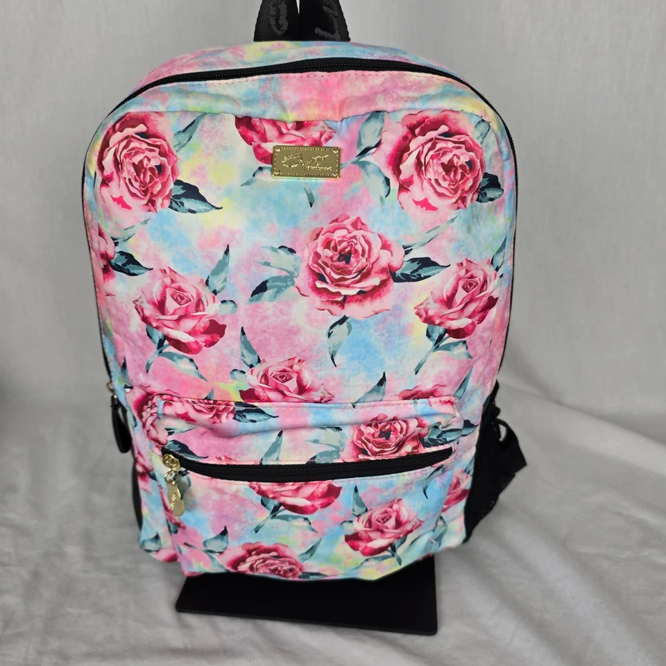 Mochila Floral Betsey Johnson Rosa Azul 14" x 10" x 4" Foto 2 de 4
