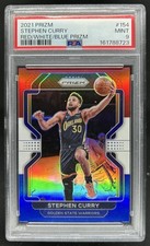 2021-22 Panini Prizm Stephen Curry Red White and Blue #154 Warriors PSA 9