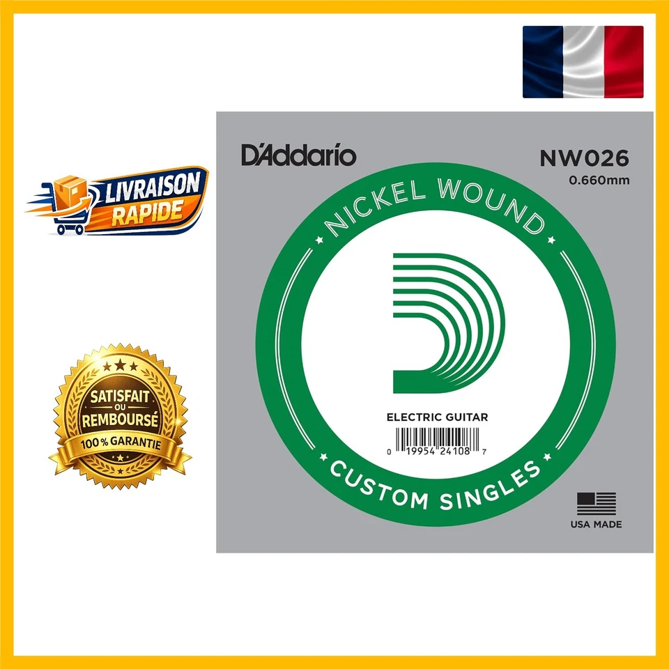 Corde D'Addario NW026 en Nickel Extra Légère .026 pour Guitaristes Émérites