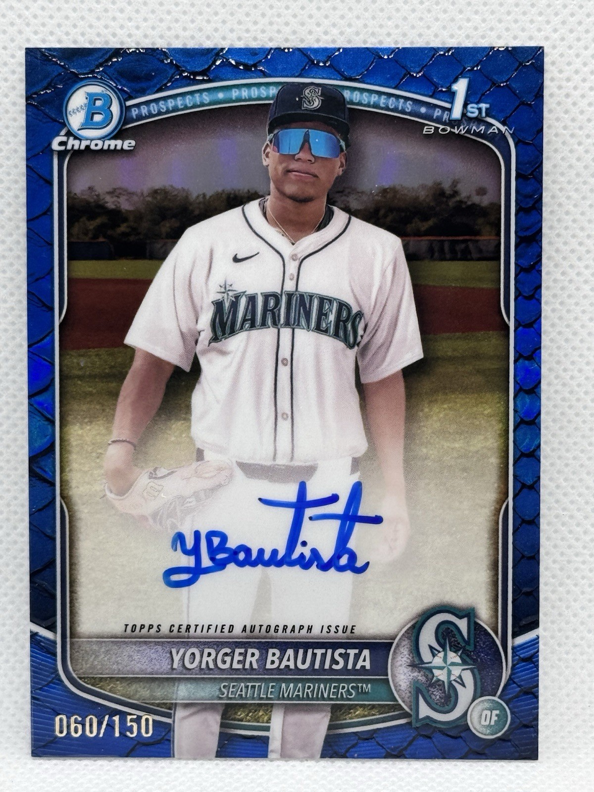 YORGER BAUTISTA 2025 BOWMAN CHROME 1ST BLUE REPTILIAN AUTO /150 Mariners