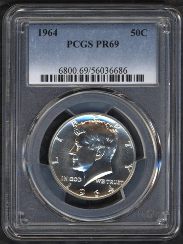 1964  PCGS PR 69 KENNEDY HALF DOLLAR ~ 90% SILVER ~ 1c START