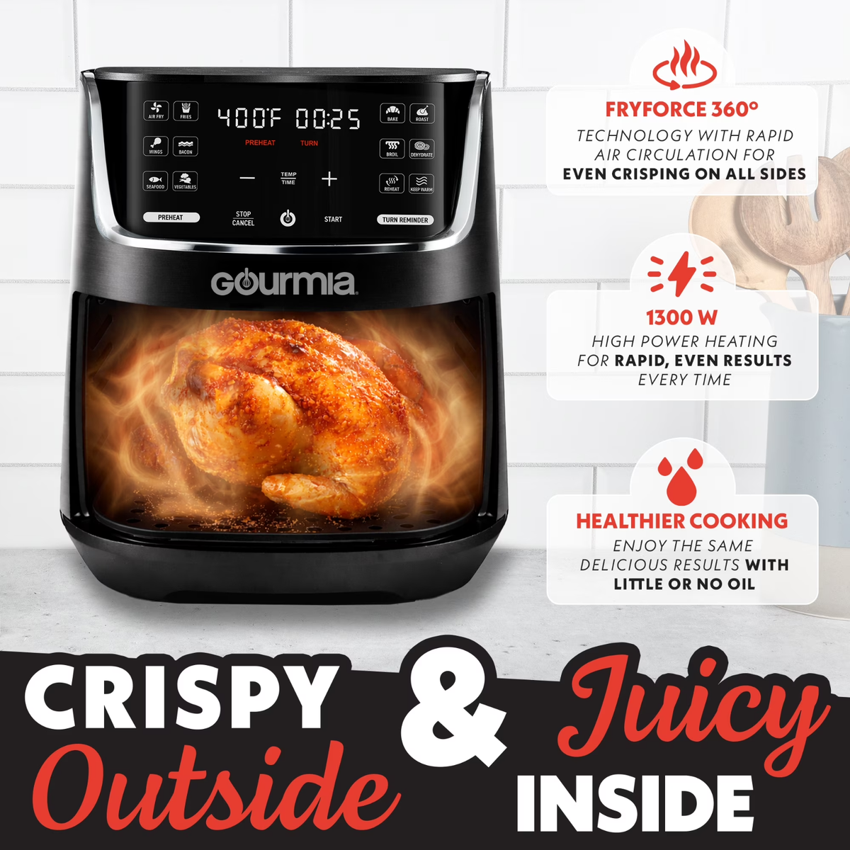 キッチン家電 Gourmia AIR FRYER Gourmia 4 Quart Digital Air Fryer 12 One Touch Presets GAF414