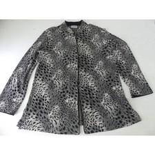 Chicos Travelers Gray Leopard Button Jacket Metallic Sz XL Office Vacation 3