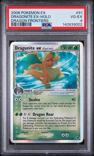 2006 POKEMON EX DRAGON FRONTIERS #91 DRAGONITE EX-HOLO PSA 4