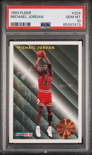 Michael Jordan 1993 Fleer League Leader Rare Insert Card 224 PSA 10 GEM Hot Card