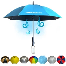 Original Mister Breeze, Sun Umbrella With Fan and Mister, Built-in Fan for Fe...