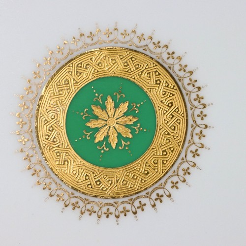 Mintons Tiffany & Co Raised Gold on Green 10.25" Plate G5742 Pattern C. 1880's - Picture 3 of 10