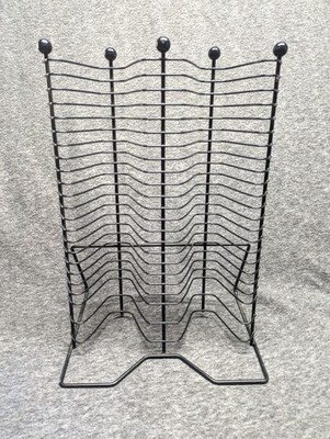 Vintage Black Metal 48 CD Rack Holder Wire Media Organizer Freestanding 16'' Tall
