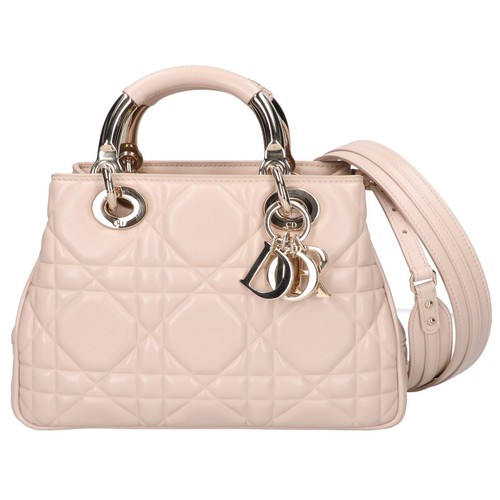 Christian Dior LADY 95.22 Small Cannage Lambskin 2-Way Bag Handbag Beige