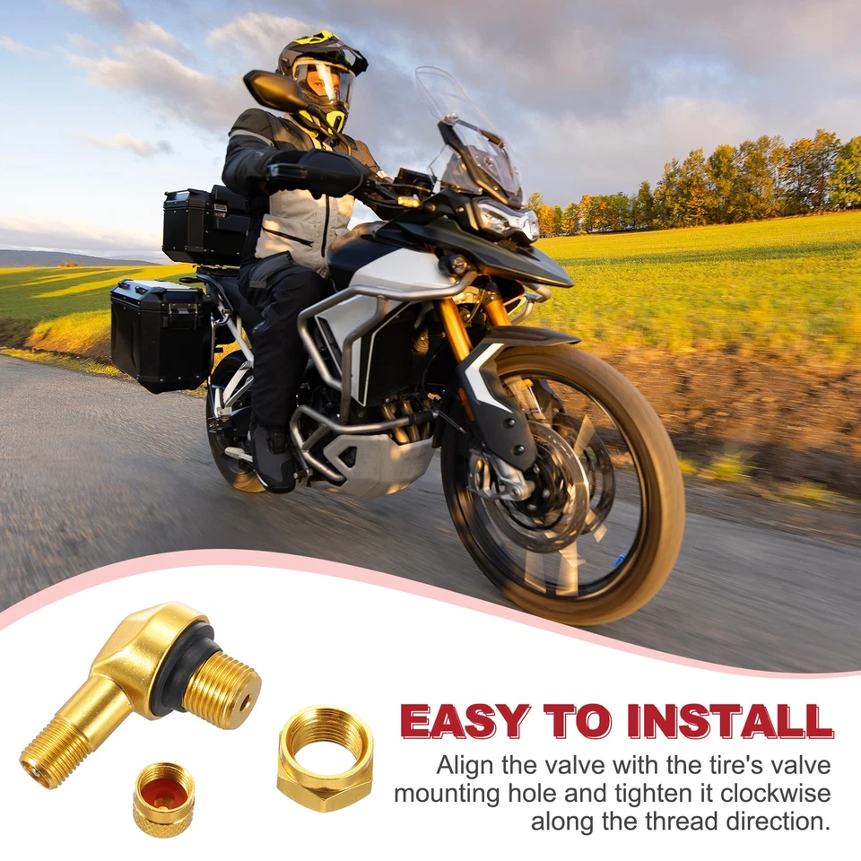 2Pcs 90 Degree CNC Motorcycle Tire Valve Stems Metal Tubeless Valve, Yellow - Image 4 of 4