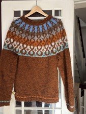 Island Pullover Norwegerpulli Handgestrickt, Größe L, Brauntöne, Rundhals