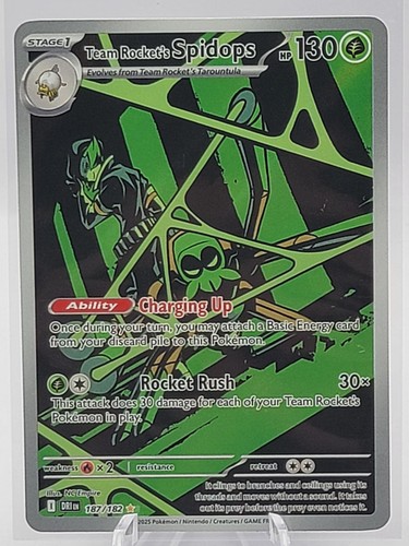 Team Rocket's Spidops 187/182 Illustration Rare Destined Rivals Pokemon Holo NM
